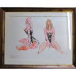 Studio stamped impressionist watercolour of two seated nudes by Peter Collins (1923-2001) Stanley