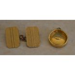 Scrap gold - 9ct single cufflink and a yellow metal pendant tested as 14ct total approx weight 6g