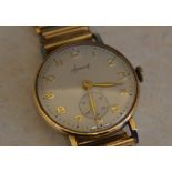 9ct gold body Accurist wristwatch on a bonklip rolled gold strap