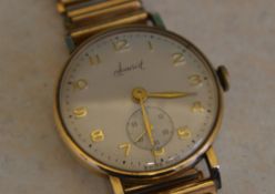 9ct gold body Accurist wristwatch on a bonklip rolled gold strap