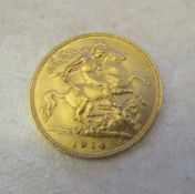 22ct gold half sovereign 1914