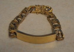 9ct gold identity bracelet, approx 46.