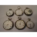 6 silver pocket watches for spares/repair
