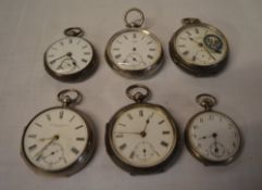 6 silver pocket watches for spares/repair