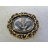 Tested as 9ct gold mourning brooch L 5 cm total weight 30.