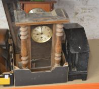 3 wall clocks and a slate mantle clock case for spares/repairs