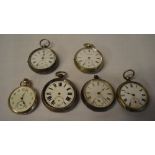 6 silver pocket watches for spares/repair