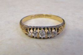 18ct gold 5 stone diamond ring size N weight 2.