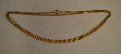 18ct gold chain with one small replacement 9ct gold jump ring. Approx weight 16.