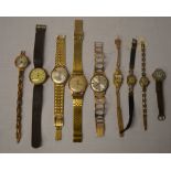 Approx 9 gold plated / gold filled wristwatches (AF)