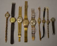 Approx 9 gold plated / gold filled wristwatches (AF)