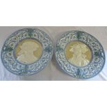 Pair of large Eichwald majolica chargers/wall plaques D 43.