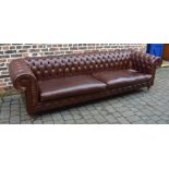 Large modern leather Chesterfield sofa. Length approx.