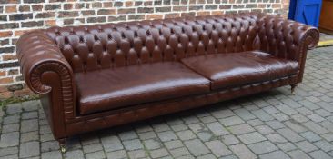 Large modern leather Chesterfield sofa. Length approx.