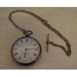 Open faced pocket watch with case marked 'A W Co, Sterling Silver', movement Am Watch Co, Martyn Sq,