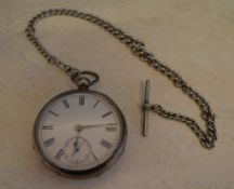 Open faced pocket watch with case marked 'A W Co, Sterling Silver', movement Am Watch Co, Martyn Sq,