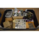 Box of clock parts including movements,