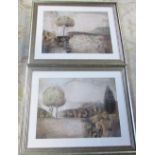 Pair of large impressionist prints 'Elemental landscape I & II' 103 cm x 83 cm