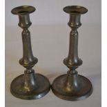Pair of Georgian pewter candlesticks