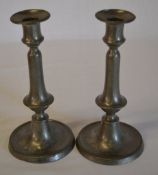 Pair of Georgian pewter candlesticks