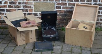 HMV gramophone and a quantity of records