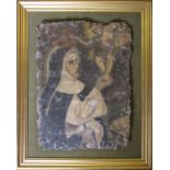 Mounted Spanish colonial fresco 46 cm x 57 cm