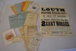 Folder of Louth & Lincolnshire ephemera including auction catalogues, poster,