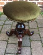 Victorian adjustable piano stool on tripod feet