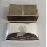 Peruvian silver cigarette box & wooden box with Peruvian silver lid