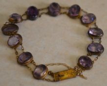A 9ct gold amethyst bracelet, total approx weight 9.
