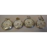 4 silver pocket watches including J G Graves Sheffield and H R Goodwin
