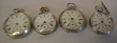 4 silver pocket watches including J G Graves Sheffield and H R Goodwin