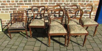 6 Victorian rosewood balloon back dining chairs & an Edwardian chair