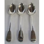 3 Victorian silver serving spoons Edinburgh 1846 (1) & London 1842 (2) weight 7.