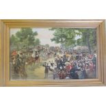 Large Victorian Frank Walton (Walter Wilson) print of a procession with many celebrities &