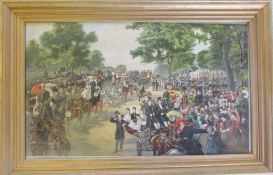 Large Victorian Frank Walton (Walter Wilson) print of a procession with many celebrities &