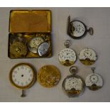 Various 8 day pocket watch parts including Hebdomas and Ostara