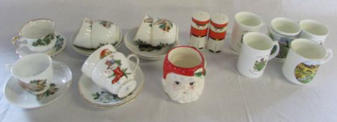 Assorted Christmas china teawares,
