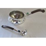 Peruvian hammered silver with wooden handle ladle & pot both marked 925 total weight 10.