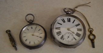 Silver open faced pocket watch and a Swiss ladies fob watch