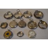 Approx 12 hallmarked silver pocket watch / wristwatch cases