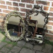 2 gilt oval mirrors