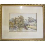 Early 19th century watercolour of a canal scene 52 cm x 42 cm