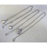 3 silver lockets and chains weight 0.