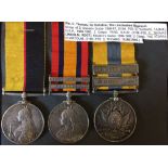 Group of 3 medals awarded to Pte C Thomas 3198 1st Battalion Lincolnshire Regiment: Queen's Sudan