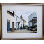 Watercolour of a Wells street scene (Norfolk) by Pam Watson signed and dated 1992 49.5 cm x 41.