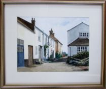 Watercolour of a Wells street scene (Norfolk) by Pam Watson signed and dated 1992 49.5 cm x 41.