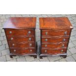 Pair of reproduction Georgian serpentine fronted miniature chest of drawers