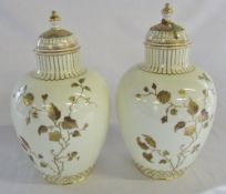 Pair of Royal Crown Derby pot pouri vases (one with broken lid) H 27 cm