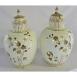 Pair of Royal Crown Derby pot pouri vases (one with broken lid) H 27 cm